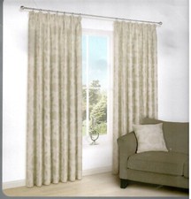 B&Q Chamique Serenity Floral applique Lined Pencil pleat Curtains  66" x 72"  