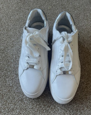 Moda in Pelle Balize Leather Trainers In White  Size 40 New Uk 6.5 QVC