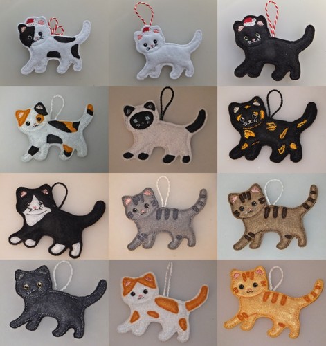 Felt cat hanging decoration - felt,