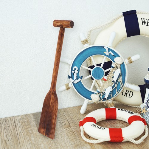 Vintage nautical wooden oar - wooden,