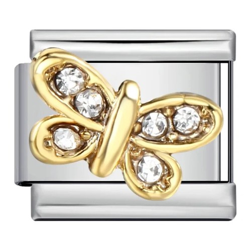 Gold silver robin - cz, charm