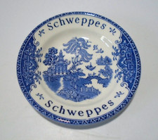 Vintage Schweppes Advertising Dish, Enoch Wedgwood Willow Pattern