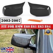 2PCS Carbon Fiber Style Mirror Cover Cap For BMW E60 E61 E63 E64 5 Series 03-07