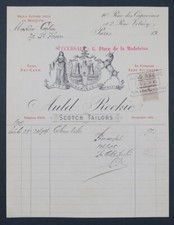 Invoice 1907 SCOTCH TAILORS REEKIE NISE DOMINUS PARIS beautiful illustrated h...
