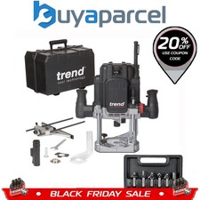 Trend T12ELK Trade 11V Variable Speed Plunge Router Soft Start 2100W +6 Cutters