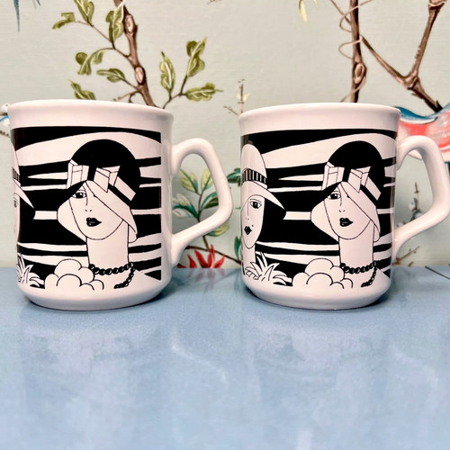 Vintage mugs art deco ladies - vintage,
