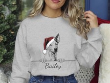 Ibizan Hound Christmas Sweatshirt Personalised Dog Name Unisex Santa Gift