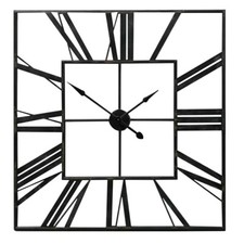 Large Skeleton Home Garden Wall Clock Modern Metal Square Roman Numeral OpenFace