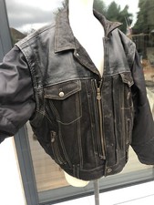 VINTAGE 90S SIZE MEDIUM NICKELSON TEEN JACKET WAISTCOAT BROWN BLACK LEATHER