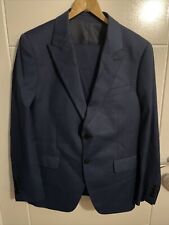 French Eye Language Of Luxury 3 Piece Blue Suit Trousers 34w 28L Jacket 40