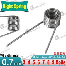 Torsion Spring (pack of 10), 0.7mm Wire diameter, 4mm - 8mm OD, Right spring