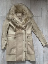 Ladies Cream Faux Fur /Leather Coat River Island 8