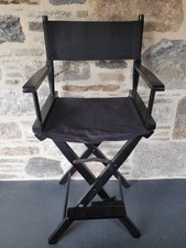 Tall Black Foldable, Portable Lightweight Wooden Directors /Makeup Artist Chair 