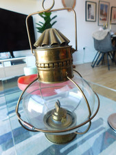 Stylish Sherwood Ltd Brass & Glass Hanging Oil Lamp
