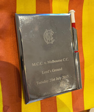 RARE MCC  Note Pad from Lords Ground 2015 Marylebone Cricket Club v Melbourne CC