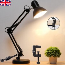 Flexible Clamp Desk Lamp - Swing Arm Adjustable Reading Light No Bulb Included