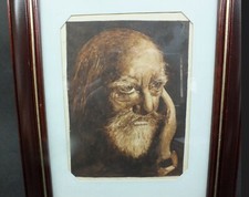 REALLY EXCELLENT WATERCOLOUR BY W.PIPER OF AUGUSTUS JOHN AFTER YOUSUF KARSH
