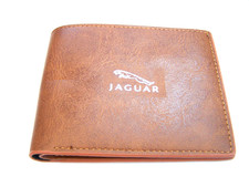 A Leather JAGUAR CARS Logo Brown Wallet