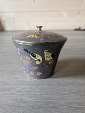 Vintage Cloisonne Enamel and Bronze Tiny Lavender Ginger Jar