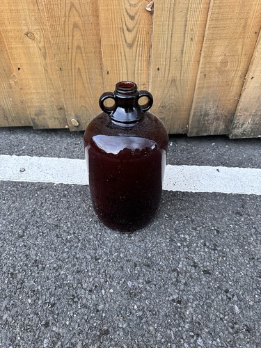 Vintage amber glass demijohn - vintage,