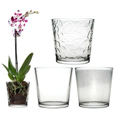 Pasabahce Round Glass Flower Vase Pot Display Decor Straight Lines/Mosaic/Clear