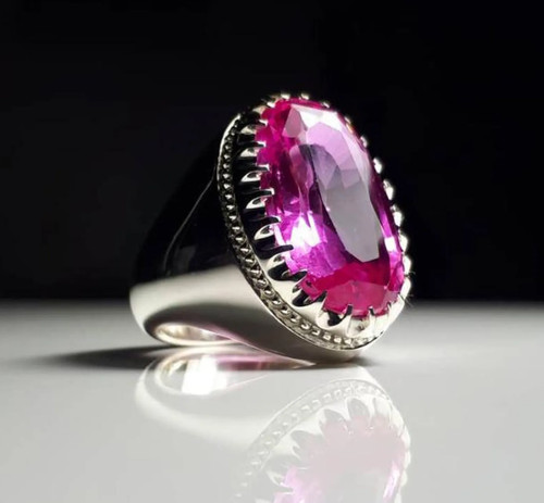 Oval cut pink topaz ring - topaz,