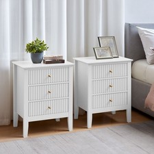 Pair of 3 Drawer Bedside