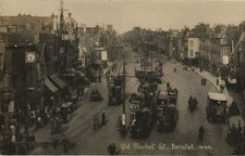 The Empire Theatre and Trams, Old Market Street, Bristol - RARE Postcard (1900s)