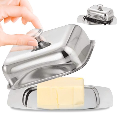 New butter dish stainless - new,