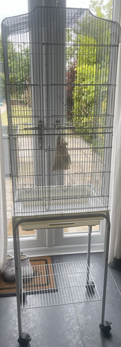 Large white bird cage with - large,