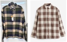 Ex Next Relaxed fit check L sleeve shirt size Green or Neutral S/M/L/XL/2XL/3XL