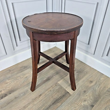 Antique Edwardian Short Wooden Inlaid Round Torchere Plant Stand Table Mahogany