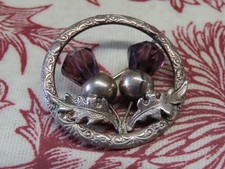 Scottish Silver & Amethyst brooch, thistle, Ward Bros