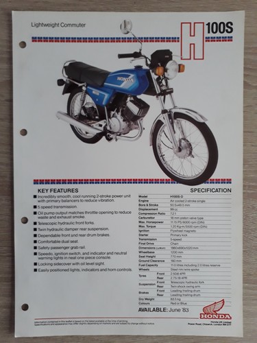 Honda 100s lightweight - h,