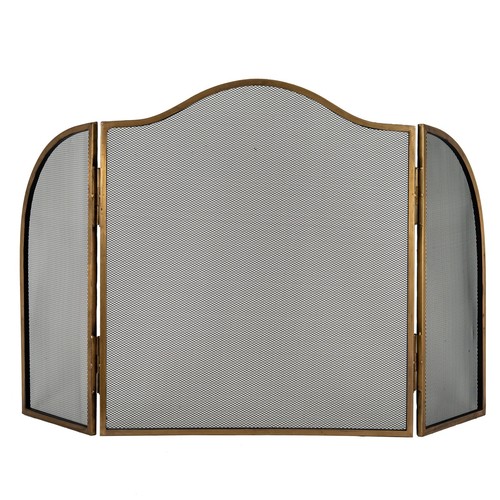 Antiqued brass fire screen - fire,