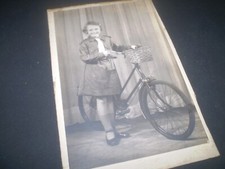 social history 1940's little girl brownie bike fashion studio photograph 6'inch
