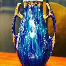 Antique sarreguemines majolica Vase Stunning Blue Circa 1890