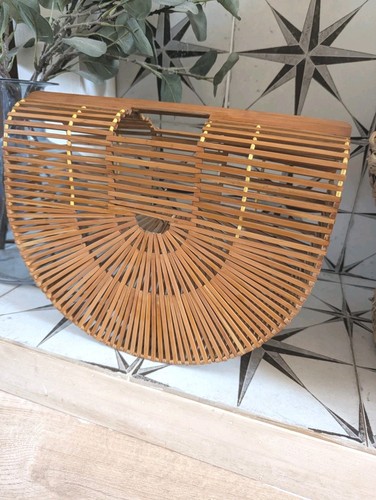 Vintage wooden bamboo bag - vintage,