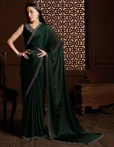 Turquoise saree cutwork - turquoise,