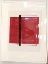 SANDRA BLOW Red & Burgundy VINTAGE Abstract Modern Art Print FRAMED - ZZ2