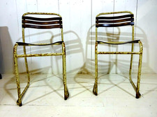 Original Stackable 1940's Tubular Frame & Bakelite Slats Chairs by PEL