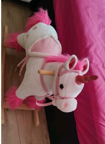Pink white rocking unicorn - pink,