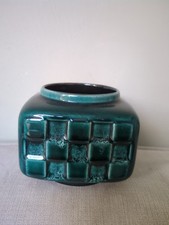 German Or West German Pottery From The Mid-20th Century Peacock Blue Glazed