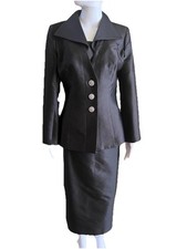 Lily & Taylor Size 6 Black Silk & Wool Skirt Church Suit Special Event Bust 36”