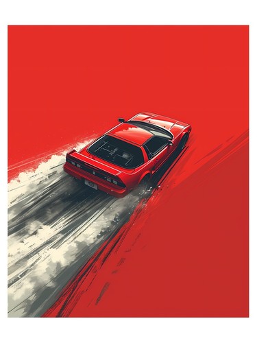 Red sports car retro - car, poster