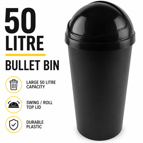 Large 50l black bin - bin, top