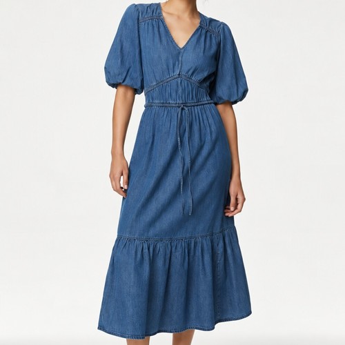 Cotton boho denim - m&s, tiered