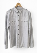 Men Grey Pinstripe Shirt Long