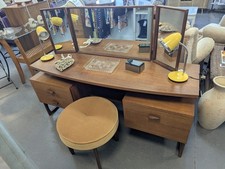 G Plan MCM Quadrille Floating Desk/ Vanity/Dresser G PLAN MIRRORS & FRESCO STOOL