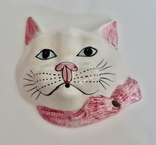 Babbacombe Pottery String Dispenser  Cat White with Pink  Bow